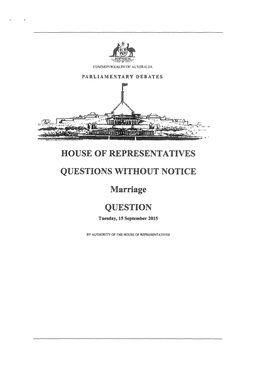 House of Representatives Questions Without Notice