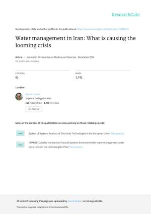Water Management in Iran: What Is Causing the Looming Crisis