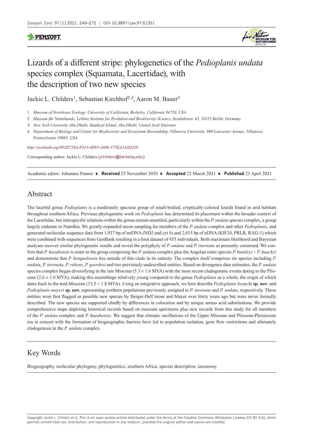 Phylogenetics of the Pedioplanis Undata Species Complex (Squamata, Lacertidae), with the Description of Two New Species