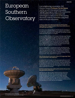 European Southern Observatory (ESO) Since We Last Spoke with You in 2012?