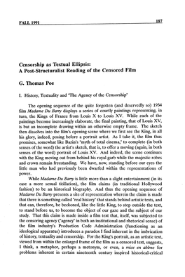 A Post-Structuralist Reading of the Censored Film G. Thomas