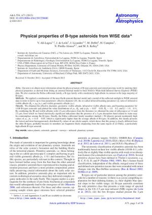 Physical Properties of B-Type Asteroids from WISE Data⋆