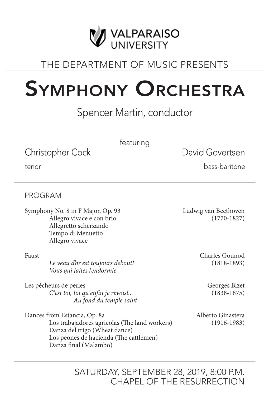 Symphony Orchestra Spencer Martin, Conductor