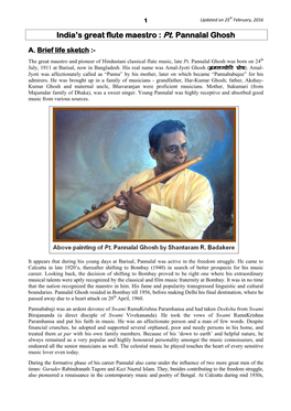 India's Great Flute Maestro : Pt. Pannalal Ghosh
