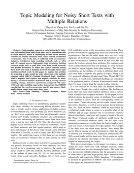 Topic Modeling for Noisy Short Texts with Multiple Relations