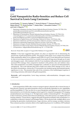 Gold Nanoparticles Radio-Sensitize and Reduce Cell Survival in Lewis Lung Carcinoma