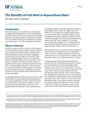 The Benefits of Fish Meal in Aquaculture Diets1 R.D