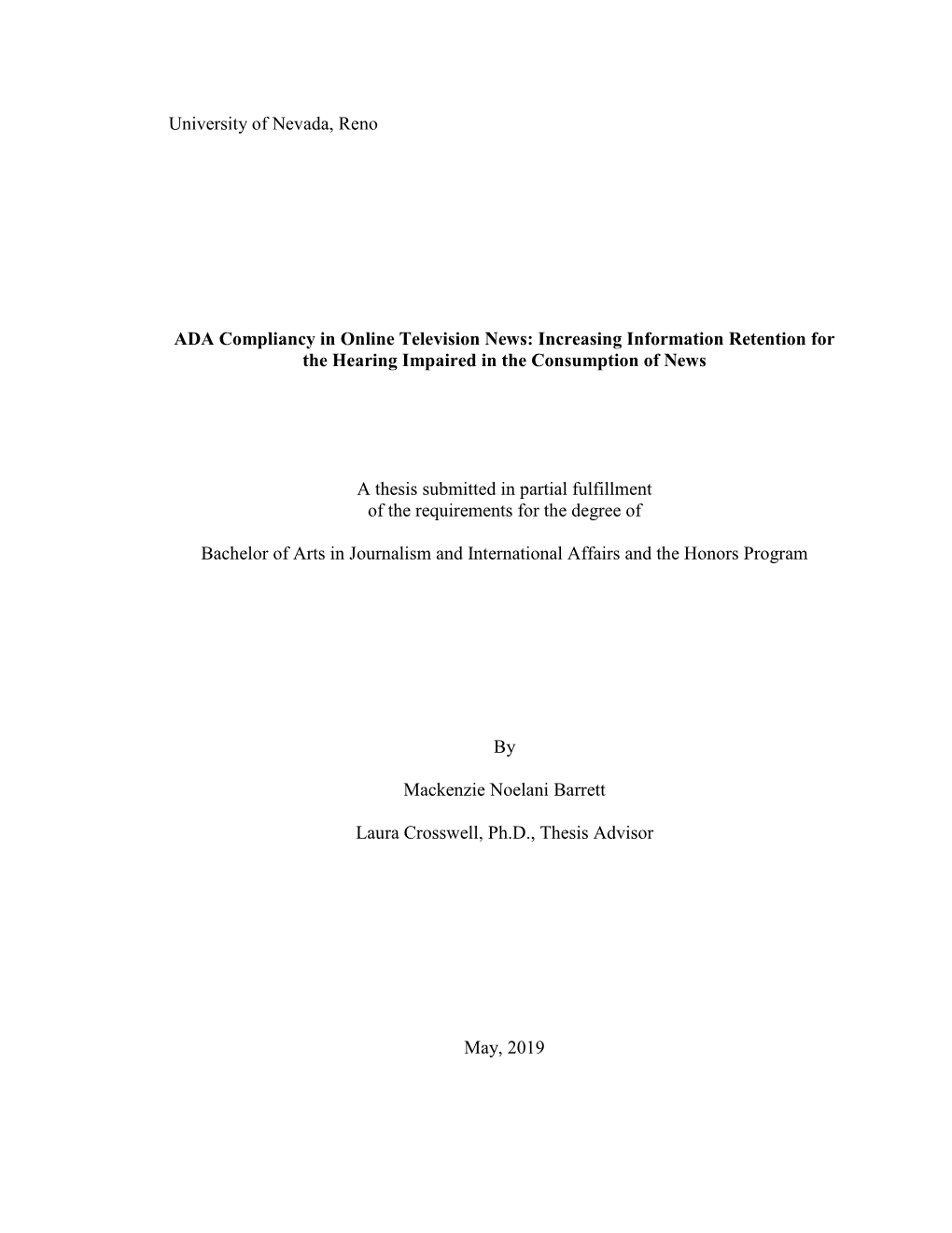 ADA Compliancy in Online Television News: Increasing Information Retention for the Hearing Impaired in the Consumption of News