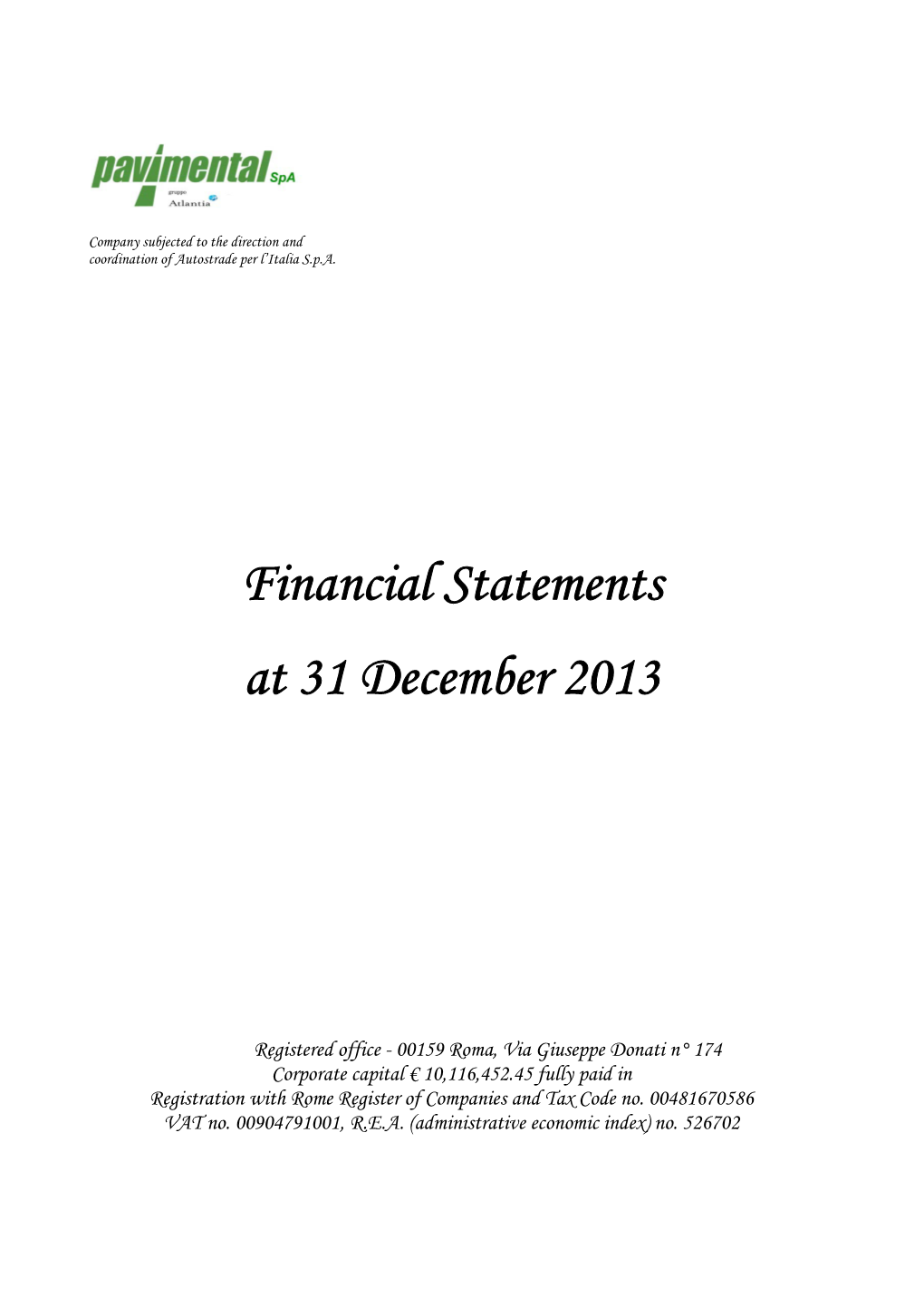Financial Statements at 31 December 2013
