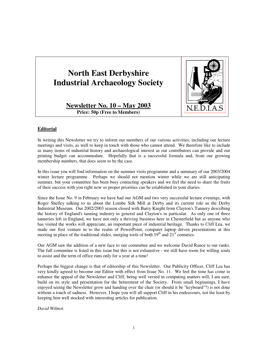 NEDIAS Newsletter No 10 May 2003
