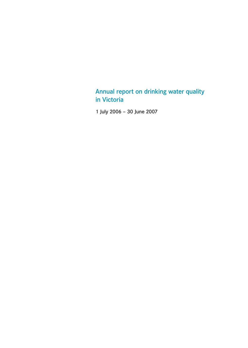 Annual Report on Drinking Water Quality in Victoria