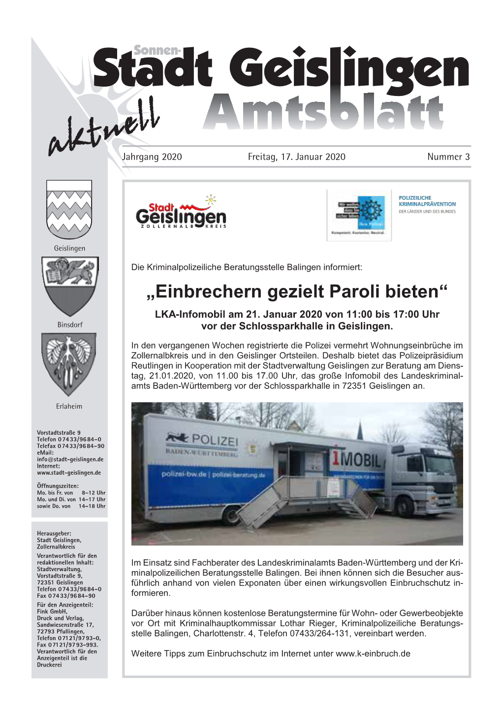Amtsblatt Geislingen KW 3