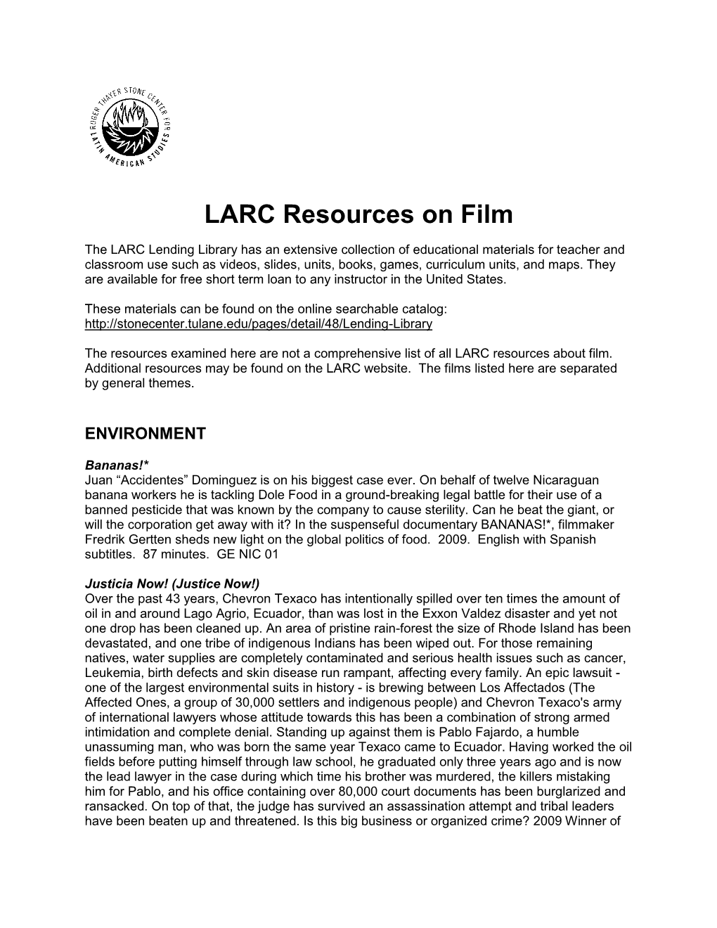 LARC Resources on Film