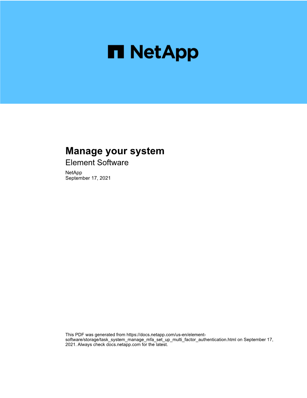 Manage Your System : Element Software