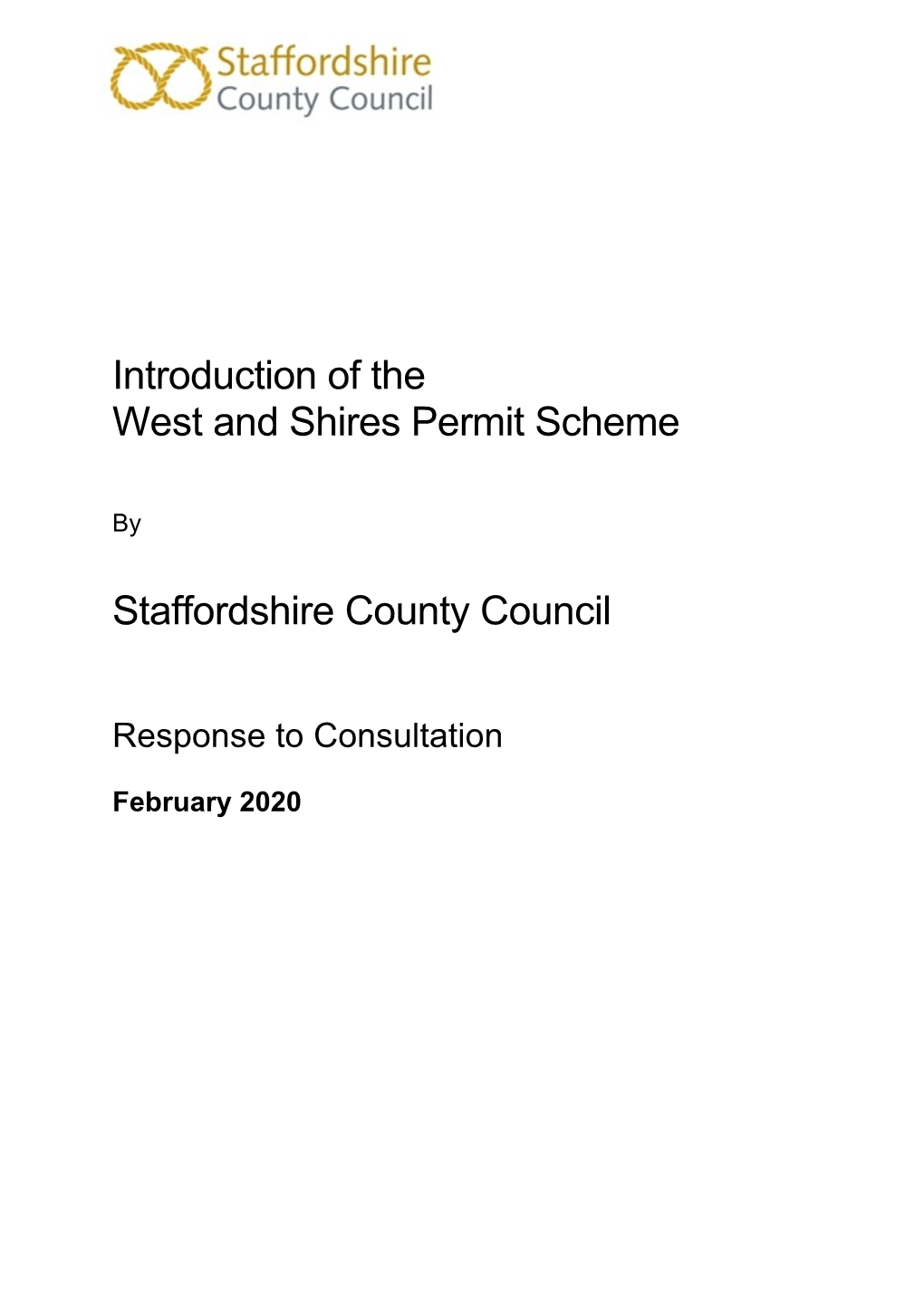 Introduction of the West and Shires Permit Scheme Staffordshire