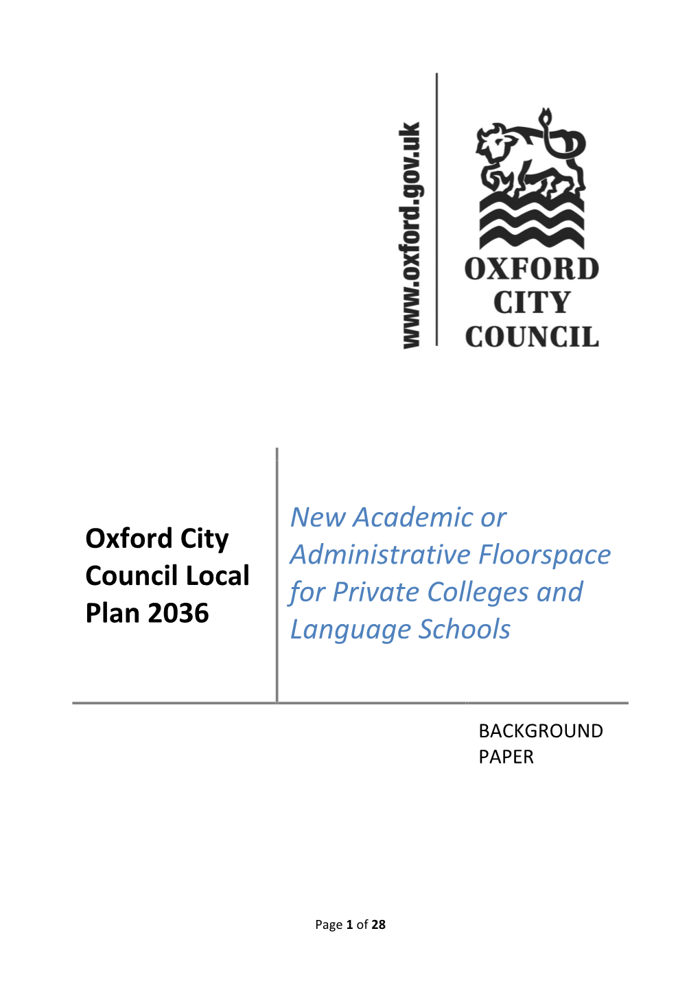 Oxford City Council Local Plan 2036