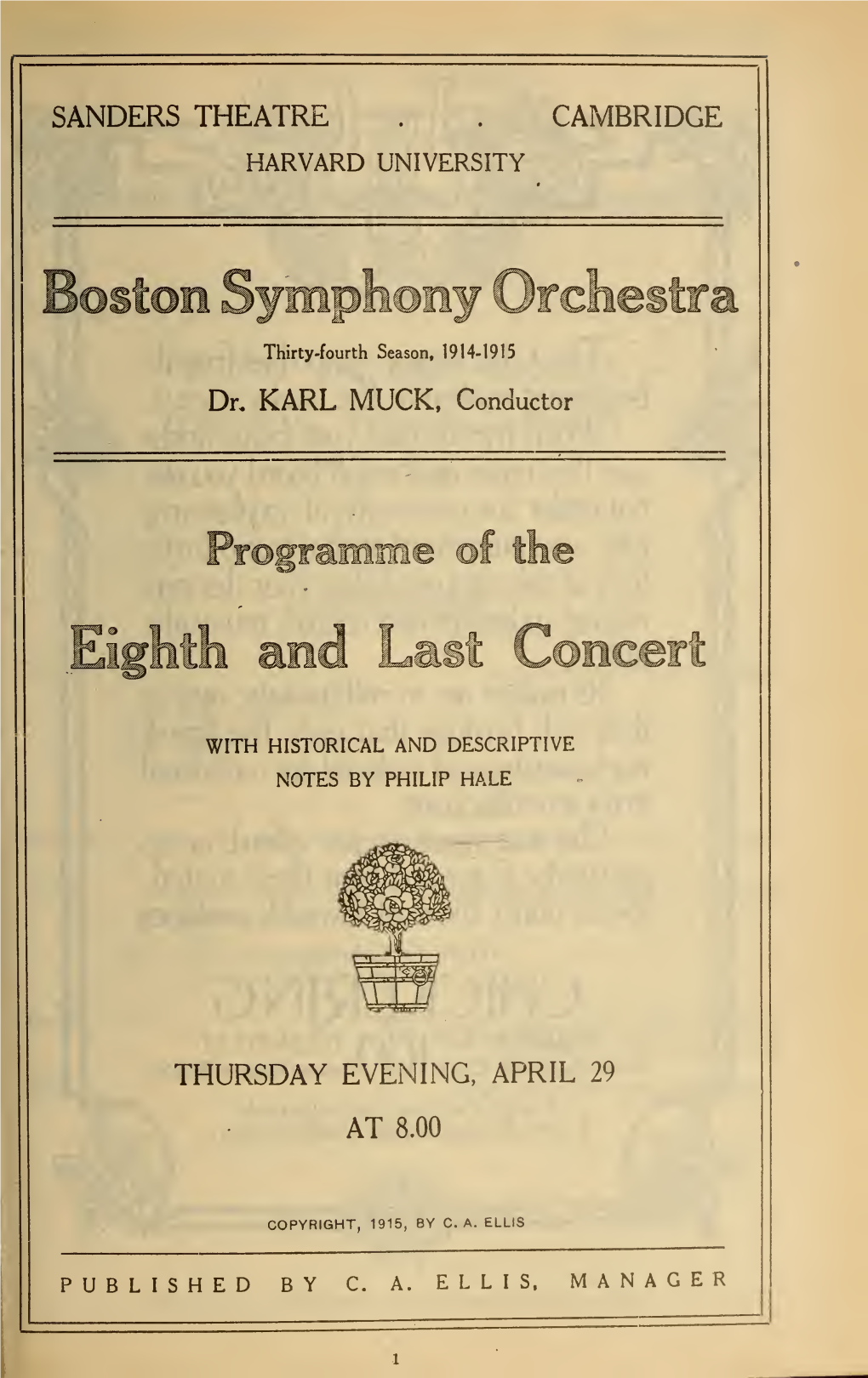 Boston Symphony Orchestra Concert Programs, Season 34