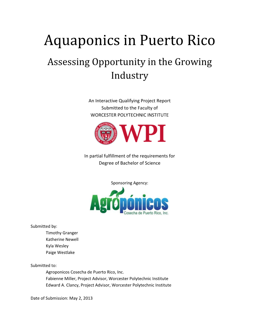 Aquaponics in Puerto Rico Assessing Opportunity in the Growing