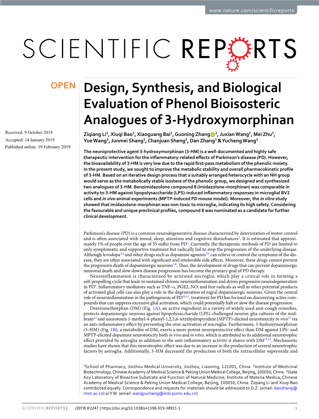 Design, Synthesis, and Biological Evaluation of Phenol Bioisosteric