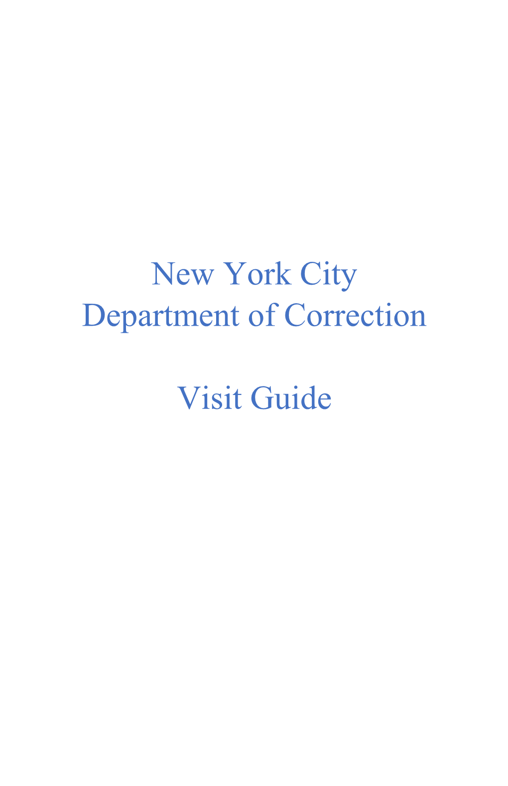 New York City Department of Correction Visit Guide