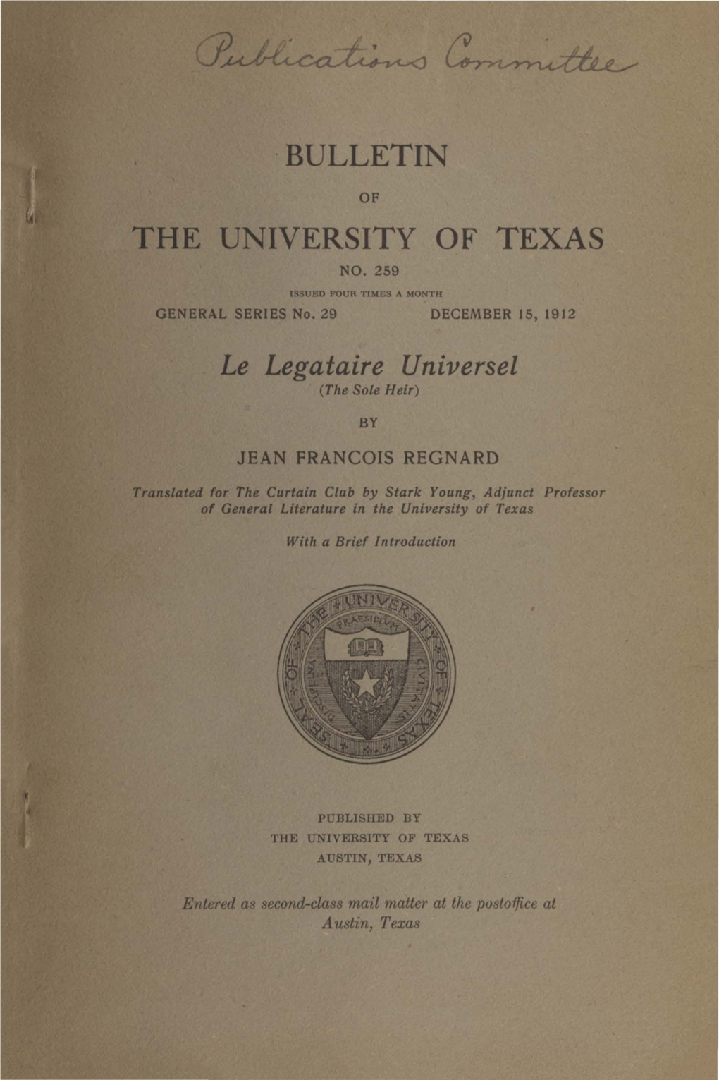 ·Bulletin the University of Texas
