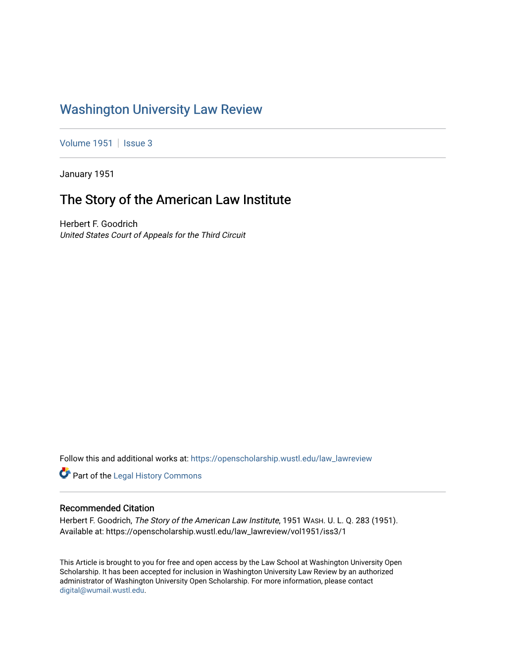 The Story of the American Law Institute