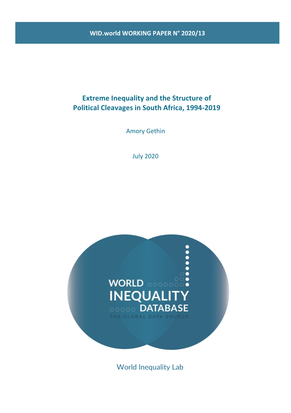 Extreme Inequality and the Structure of Political Cleavages in South Africa, 1994-2019