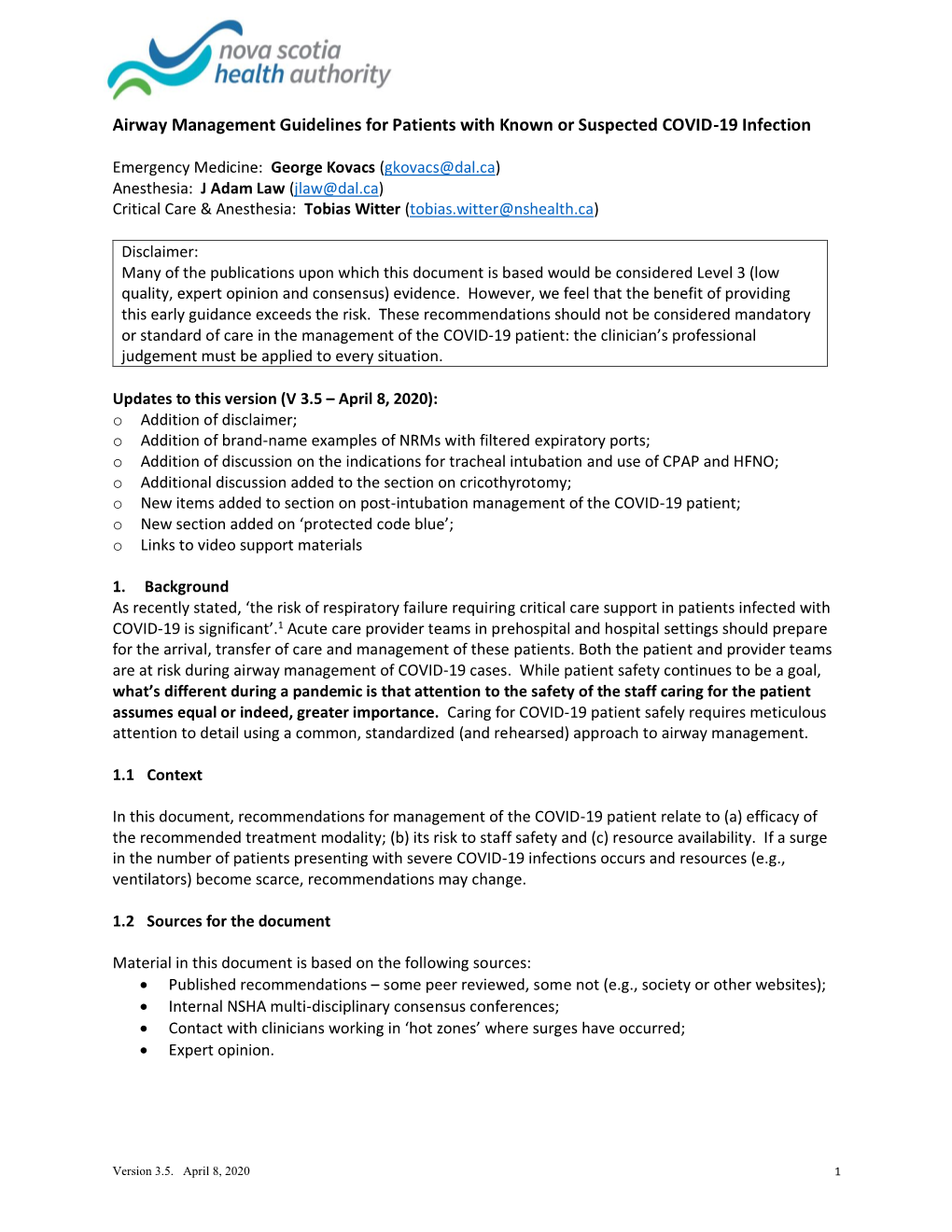 Airway Management Guidelines for Patients with Known Or Suspected COVID-19 Infection