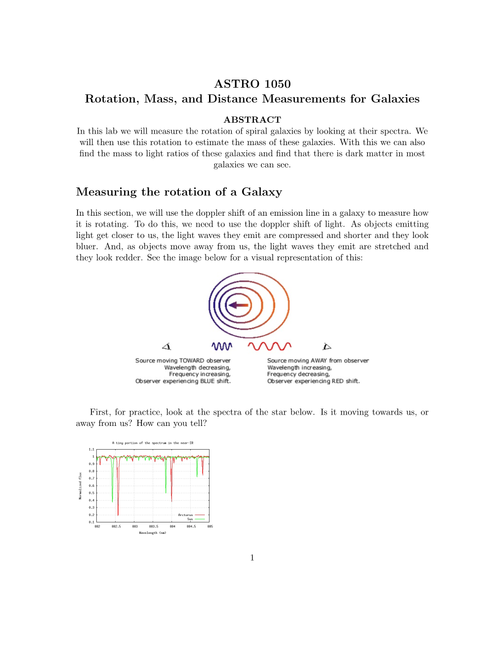 ASTRO 1050 Rotation, Mass, and Distance Measurements for Galaxies