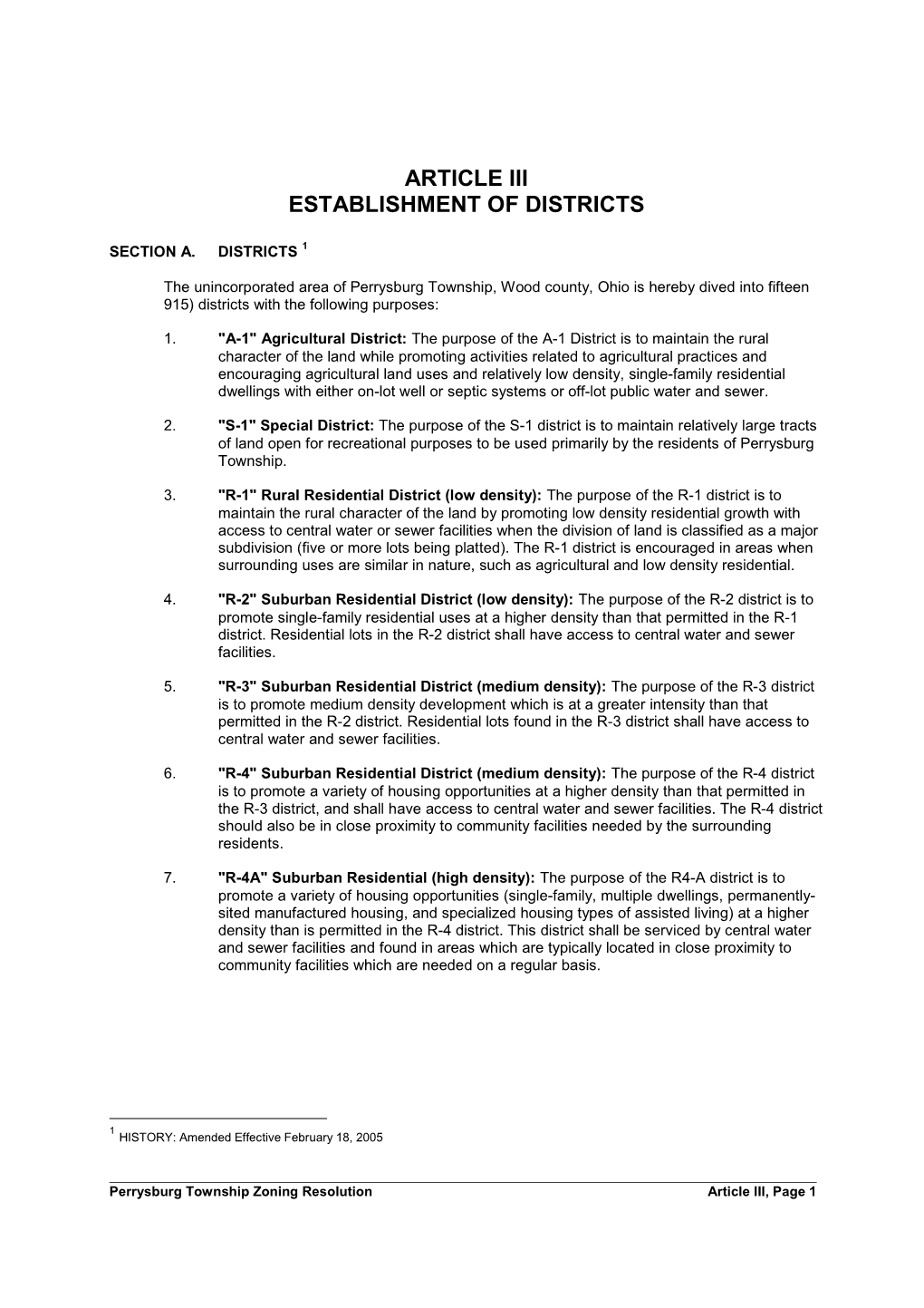 Article Iii Establishment of Districts