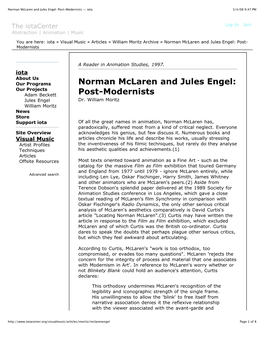 Norman Mclaren and Jules Engel: Post-Modernists — Iota 3/4/08 9:47 PM