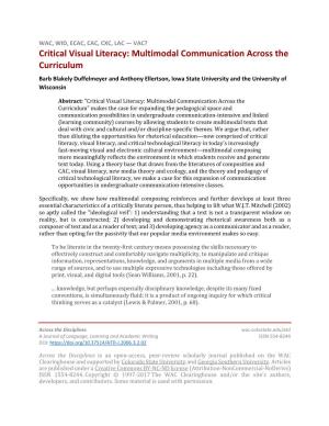 Critical Visual Literacy: Multimodal Communication Across the Curriculum