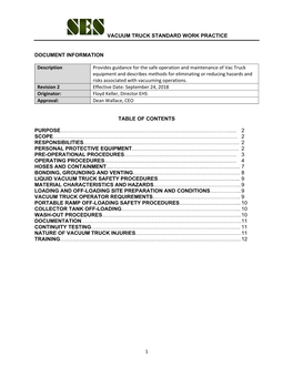 Vacuum Truck Standard Work Practice 1 Document