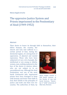The Oppresive Justice System and Priests Imprisoned in the Penitentiary of Aiud (1949-1952)