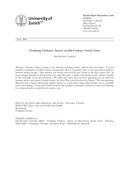 Civilizing Violence: Satyrs on 6Th-Century Greek Vases