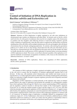 Control of Initiation of DNA Replication in Bacillus Subtilis and Escherichia Coli