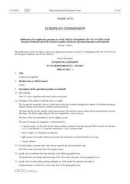 A) of Regulation (EU) No 1151/2012 of the European Parliament and of the Council on Quality Schemes for Agricultural Products and Foodstuffs (2016/C 374/07