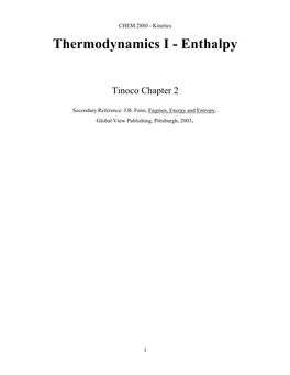 Thermodynamics I - Enthalpy