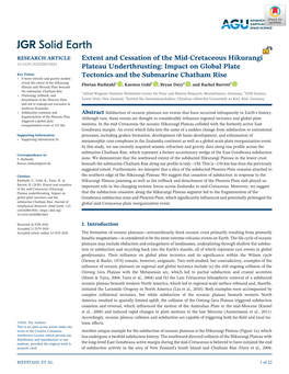 Extent and Cessation of the Mid‐Cretaceous Hikurangi Plateau