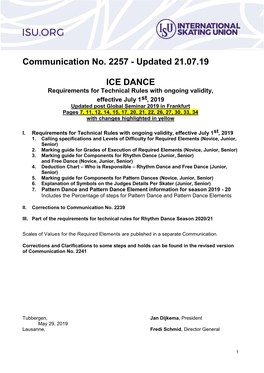Communication No. 2257 - Updated 21.07.19