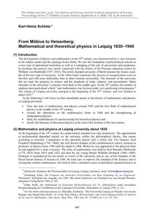 Mathematical and Theoretical Physics in Leipzig 1830–1945