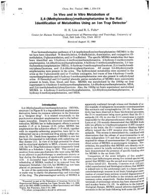 in Vivo and in Vitro Metabolism of 3,4-(Methylenedioxy)Methamphetamine in the Rat: Identification of Metabolites Using an Ion Trap Detectod