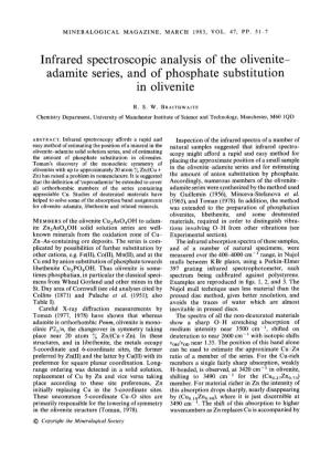 Adamite Series, and of Phosphate Substitution in Olivenite