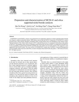 Preparation and Characterization of MCM-41 and Silica Supported Nickel