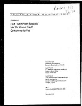 Dominican Republic Identification of Trade Complementarities Contents