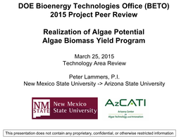 Realization of Algae Potential Algae Biomass Yield Program