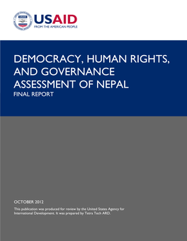 Democracy, Human Rights, and Governance Assessment of Nepal Final Report