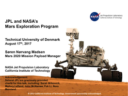 JPL and NASA's Mars Exploration Program