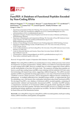 A Database of Functional Peptides Encoded by Non-Coding Rnas