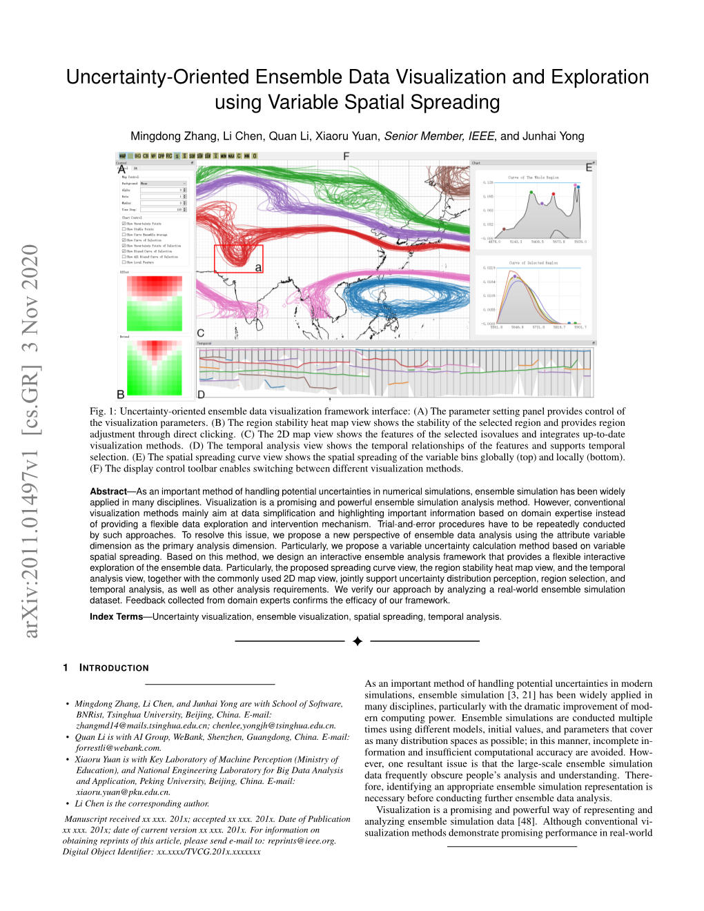 Uncertainty-Oriented Ensemble Data Visualization and Exploration Using Variable Spatial Spreading